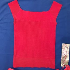 BEBE Vintage Logo Ribbed Tank Top Shirt Pink Red Small